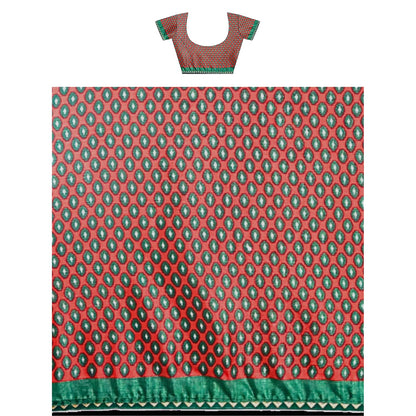 Hira Silk Saree for Women, Printed Silk Saree/Sari with Unstitched Blouse Piece Multi