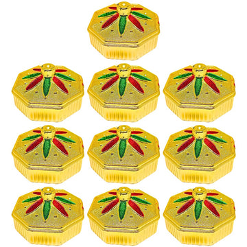 santarms Kumkum Box Set - 10 Small Containers for Roli, Chawal, Sindoor Powder, Pooja Items - Ideal for Indian Rituals
