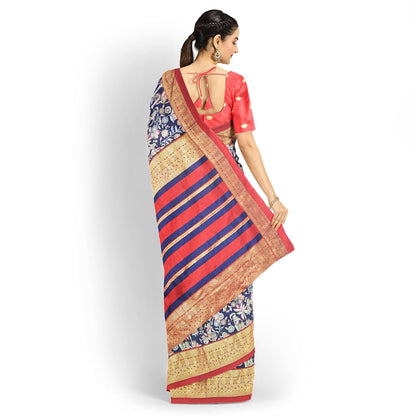 Hira Silk South Cotton Saree with Unstitched Blouse, Kumkum Box and Sindur for Women