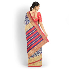 Hira Silk South Cotton Saree with Unstitched Blouse, Kumkum Box and Sindur for Women