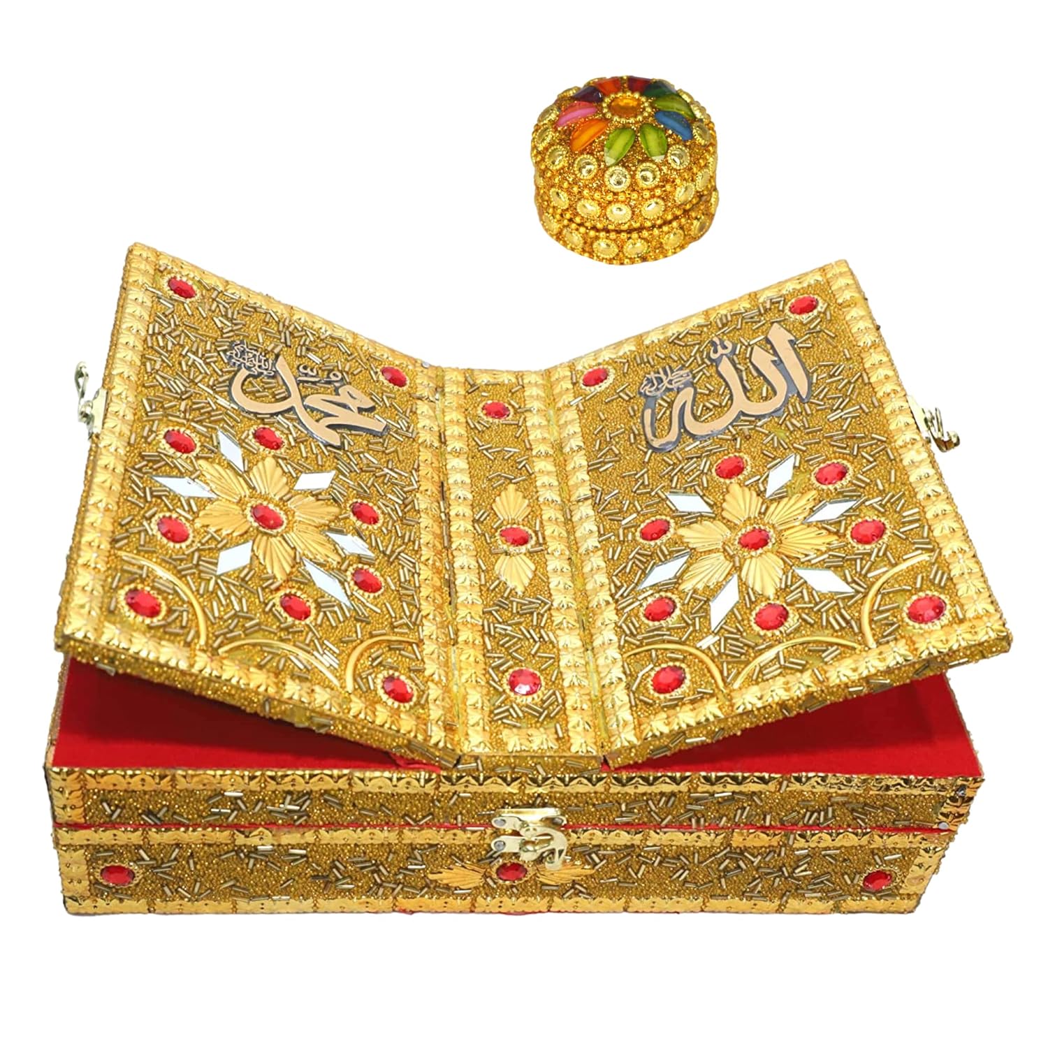 santarms Wooden Quran rehal Box rehal Quran Sharif holy Books Stand Box - The Sacred Wedding: Muslim Bride with Holy Quran Wooden Box, Al-Rihal, Kaaba and Book Stand for Reading