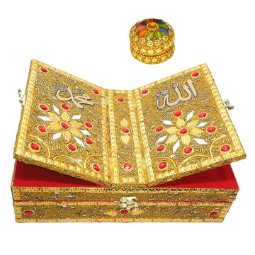 santarms Wooden Quran rehal Box rehal Quran Sharif holy Books Stand Box - The Sacred Wedding: Muslim Bride with Holy Quran Wooden Box, Al-Rihal, Kaaba and Book Stand for Reading