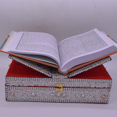 santarms Wooden Quran Box With Holy Quran Book Rehal Books Stand Fordable | Rihal For Book Reading Big Size Moulds Resin Of Holders Holder (In Arabic) Eid Gift Bible