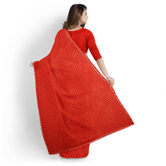 Hira Silk Women's Printed Chiffon Saree, Saree/Sari with Unstitched Blouse Piece for Women, Red