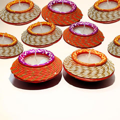 Santarms Terracotta Diya Set Wax Filled Earthen Mitti Matki Diyas Combo Pack for Festive Home Decor and Traditional Celebrations 2 Piece Jashmin Fragrance Scented Candles 2hours