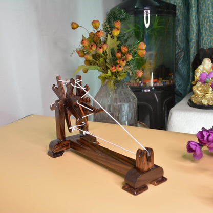 santarms Rosewood Gandhiji Charkha - Wooden Handmade Khadi Charkha, Pack of 1, Home Decor, 8 inch