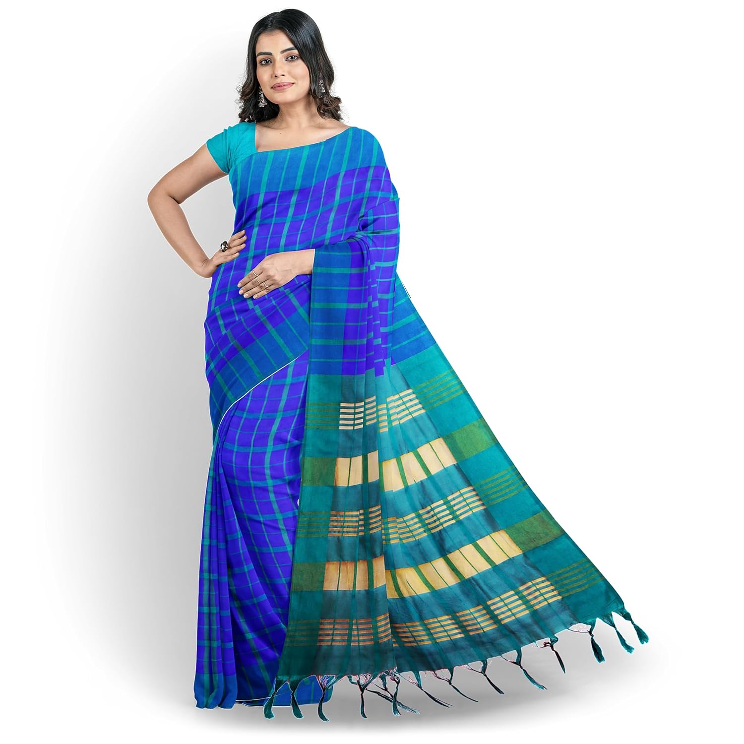 Hira Silk Cotton Saree for Women, Printed Sari with Unstitched Blouse Piece