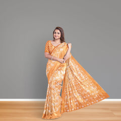 Hira Silk Saree with Unstitched Blouse, Kumkum Box and Sindur for Women