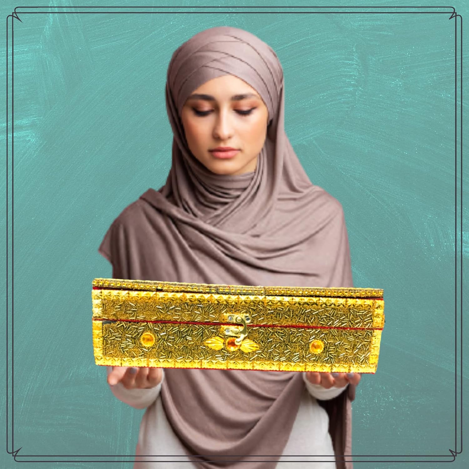 santarms Fordable Wooden Holy Quran Box With Rehal For Holy Book Stand Reading Quran Pak | Books Rihal Best Gift - Bride Or Bridal Sharif