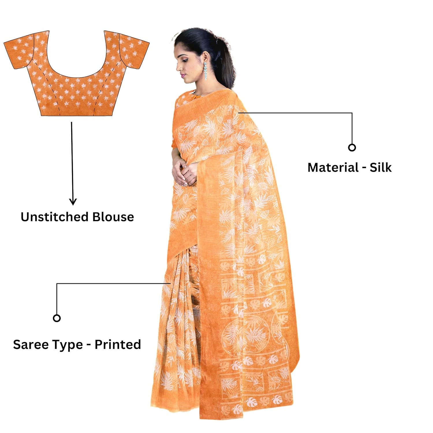 Hira Silk Saree with Unstitched Blouse, Kumkum Box and Sindur for Women