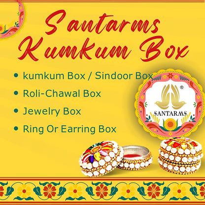 santarms kumkum sindoor Box handicrafts Fancy Stylish singhora shringar Box kumkum dabbi sindoor dabbi sindur dani with Tilak Stick (Set of 12)
