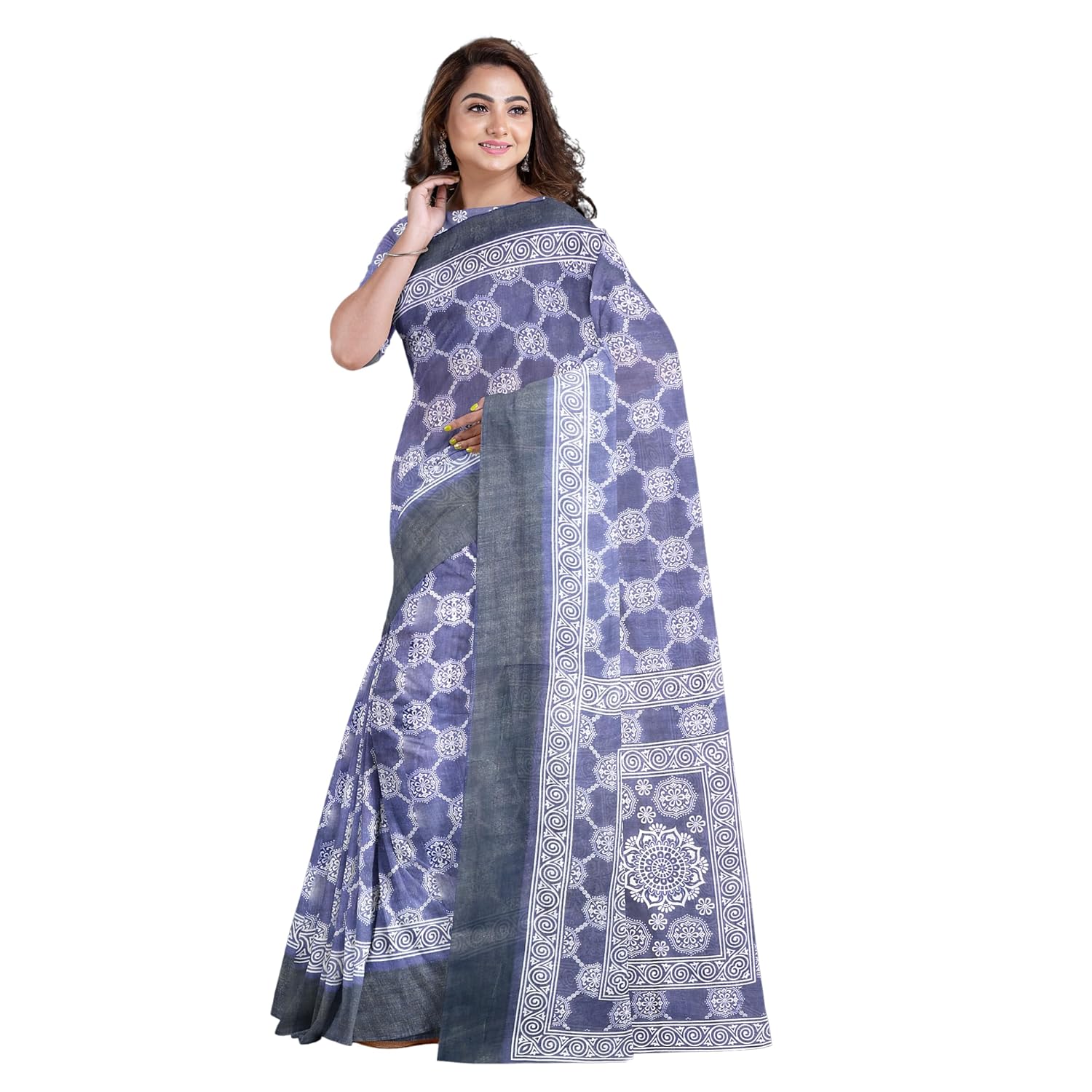 Hira Silk Cotton Saree with Unstitched Blouse, Kumkum Box and Sindoor for Women
