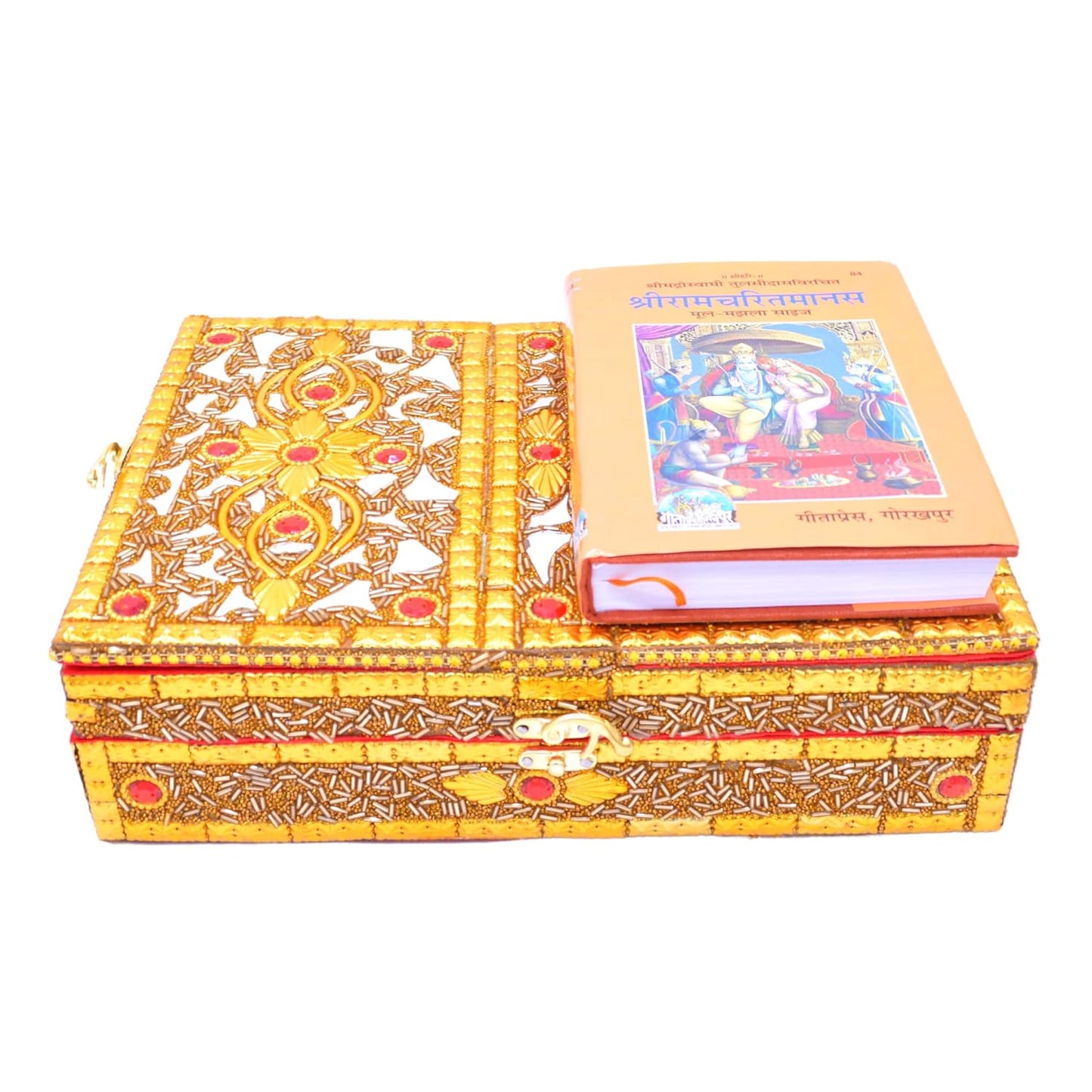 Santarms Wooden for Reading - ramcharitmanas Box Stand Fordable bhagwat Geeta Stand Box | Book Stand Pooja ramcharitmanas Ramayan Holder Gita Ramayanam Book with Stand ramcharitmanas Box