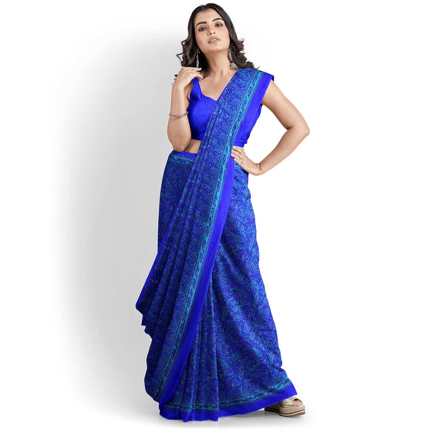 Hira Silk Printed Saree for Women, Air Line Crepe Silk Saree/Sari with Unstitched Blouse Piece