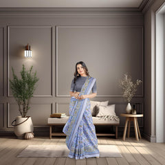 Hira Silk Kalamkari and Cotton Saree with Unstitched Blouse Piece for Women - Pack of 2