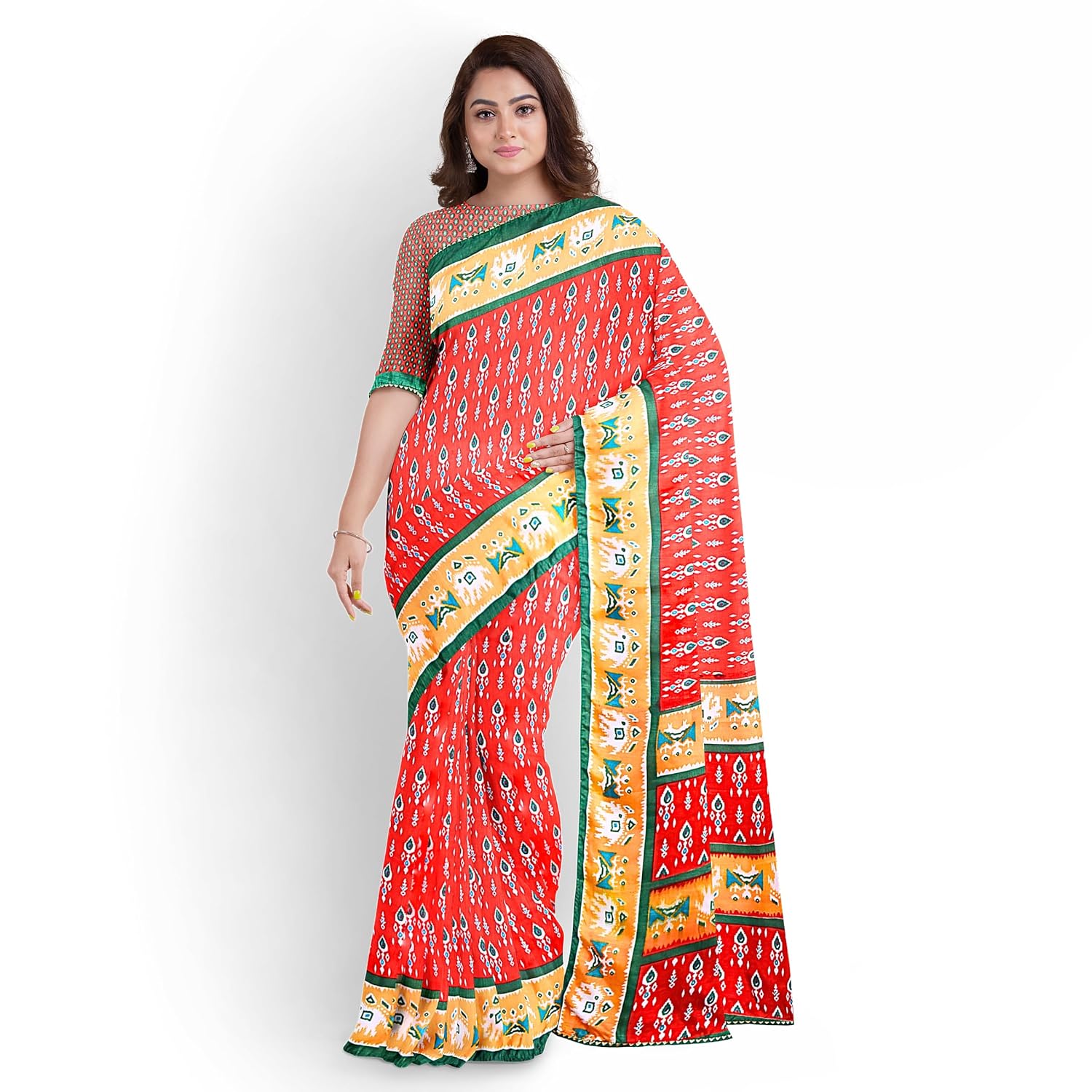Hira Silk Saree for Women, Printed Silk Saree/Sari with Unstitched Blouse Piece Multi