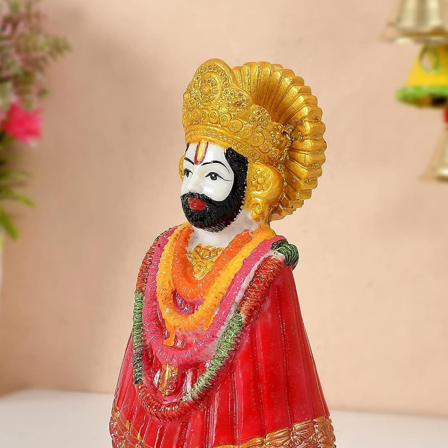 santarms Khatu Shyam Idol of Baba Shyam [Hare Ka Sahara Baba Shyam Humara] Car Dashboard Decorative Idol - Handcrafted Spiritual Figurine for Car, Home, or Office Decor - Buy