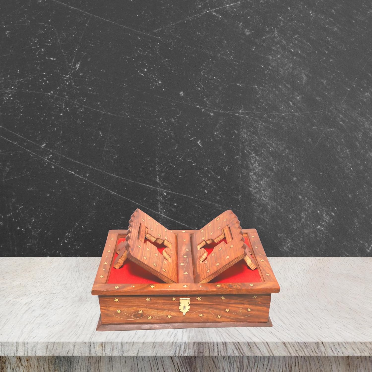 KAAL ENTERPRISES Wooden Rehal Box | Book Storage | Book Holder | Holy Book Reader | Book Stand | Holy Book Stand Box for Quran Ramayan Bible Gita Guru Granth Sahib | Religious Book Box | Foldable Box