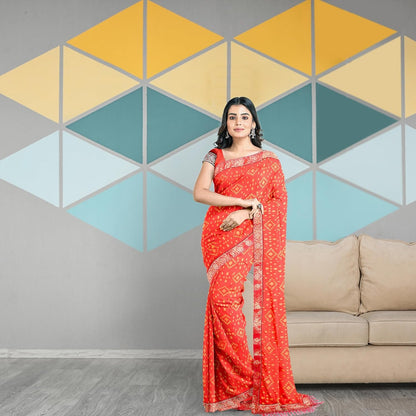 Hira Silk Saree for Women, Printed Silk Saree/Sari with Unstitched Blouse Piece - Pack of 2