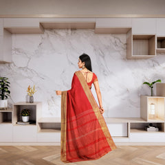 Hira Silk Kanjivaram Saree with Unstitched Blouse, Kumkum Box and Sindur, Banarasi Silk Sari for Women
