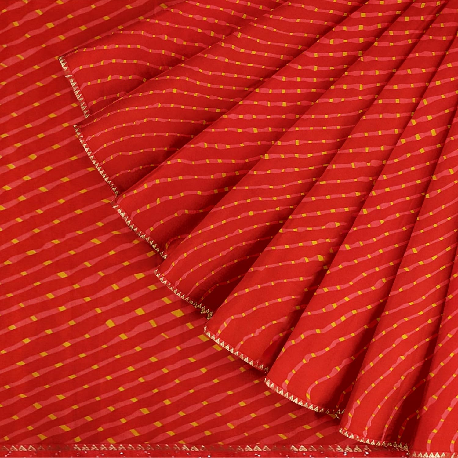 Hira Silk Women's Printed Chiffon Saree, Saree/Sari with Unstitched Blouse Piece for Women, Red