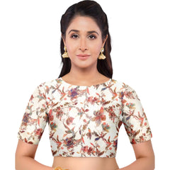 Hira Silk Organza Saree for Women, Printed Sari with Unstitched Blouse Piece for Woman