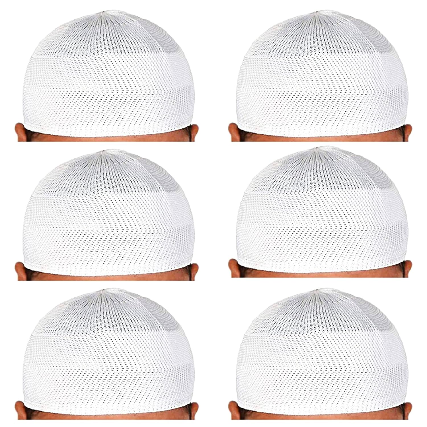 santarms Islamic Prayer Kufi Muslim Cap for Men or boy namaz topi for namaz (6 Cap) White