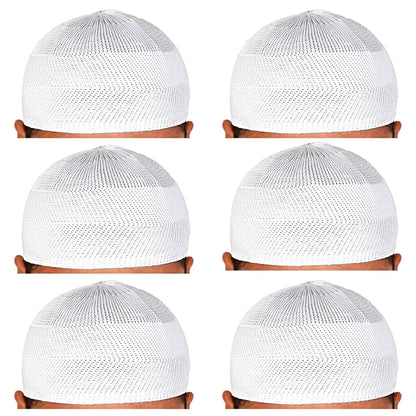 santarms Islamic Prayer Kufi Muslim Cap for Men or boy namaz topi for namaz (6 Cap) White