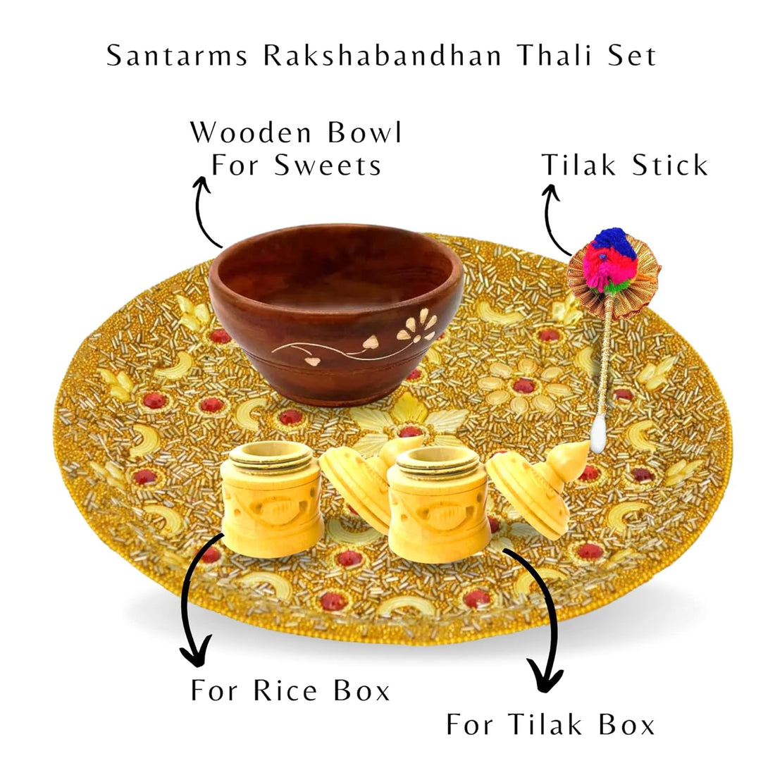 Santarms rakshabandhan thali Set Gift for Rakhi puja thali Set | Pooja Articles - Perfect rakshaa bandhan Gift for Sister, bhabhi or Brother