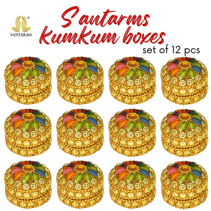 santarms Kumkum Box with Geeta Book from Gorakhpur Book Printing Press - Ideal Couple Gifts for Men and Women, Traditional Indian Religious Items for Spiritual Practices and Decor