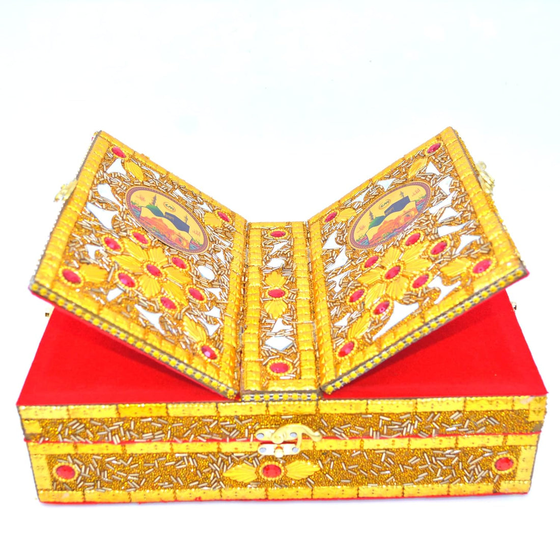 santarms Wooden Quran Shareef Box with Rehal Book Stand For Reading Holy Quran Sharif Paak | Rehal Box For Wedding Gift | Quran Sharif Box For Bride Or Bridal | PACK OF 1