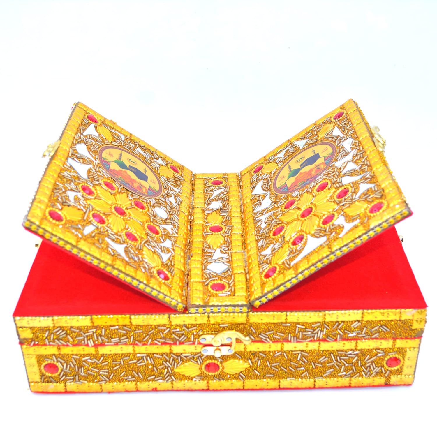 santarms Wooden Quran Shareef Box with Rehal Book Stand For Reading Holy Quran Sharif Paak | Rehal Box For Wedding Gift | Quran Sharif Box For Bride Or Bridal | PACK OF 1