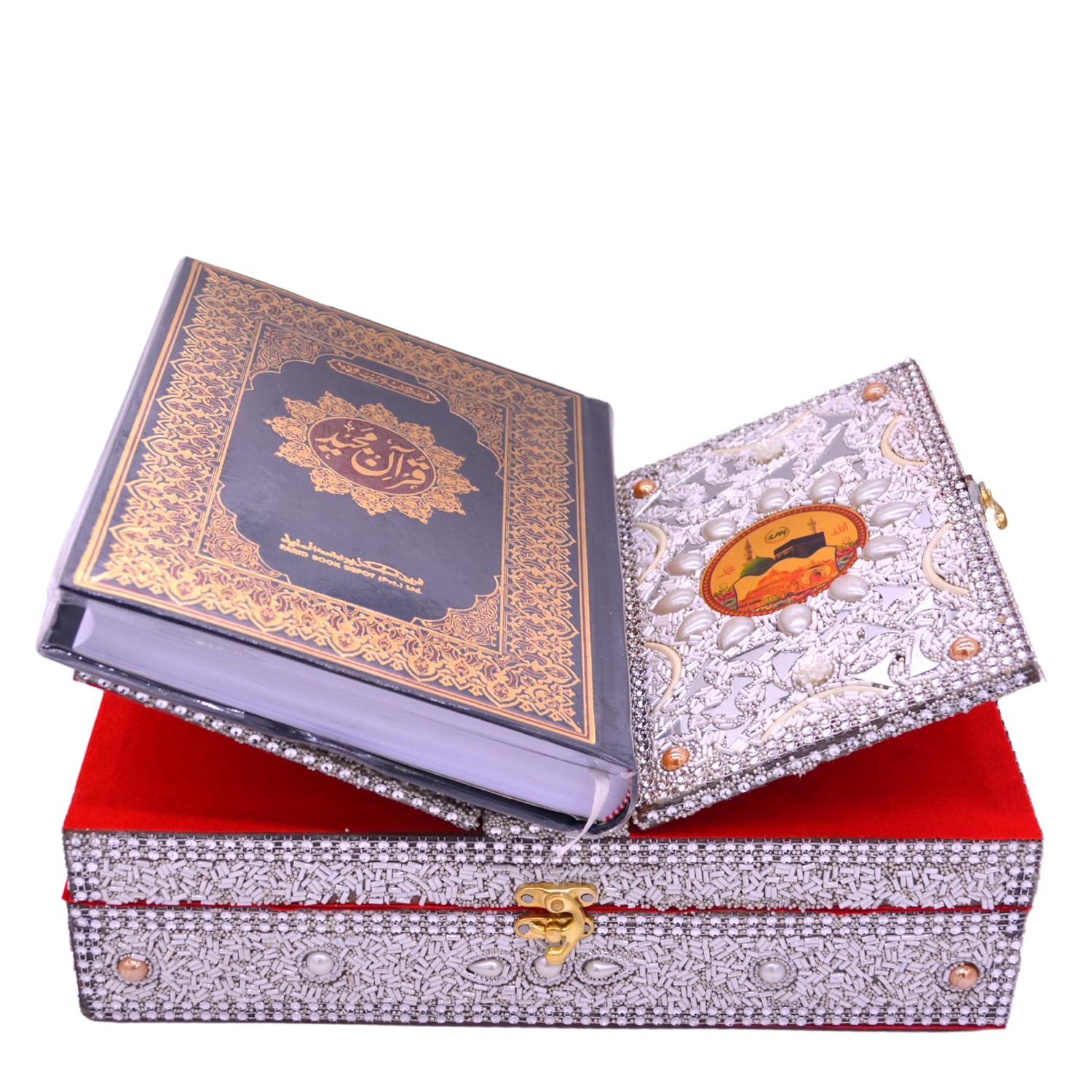 santarms Wooden Quran Box With Holy Quran Book Rehal Books Stand Fordable | Rihal For Book Reading Big Size Moulds Resin Of Holders Holder (In Arabic) Eid Gift Bible