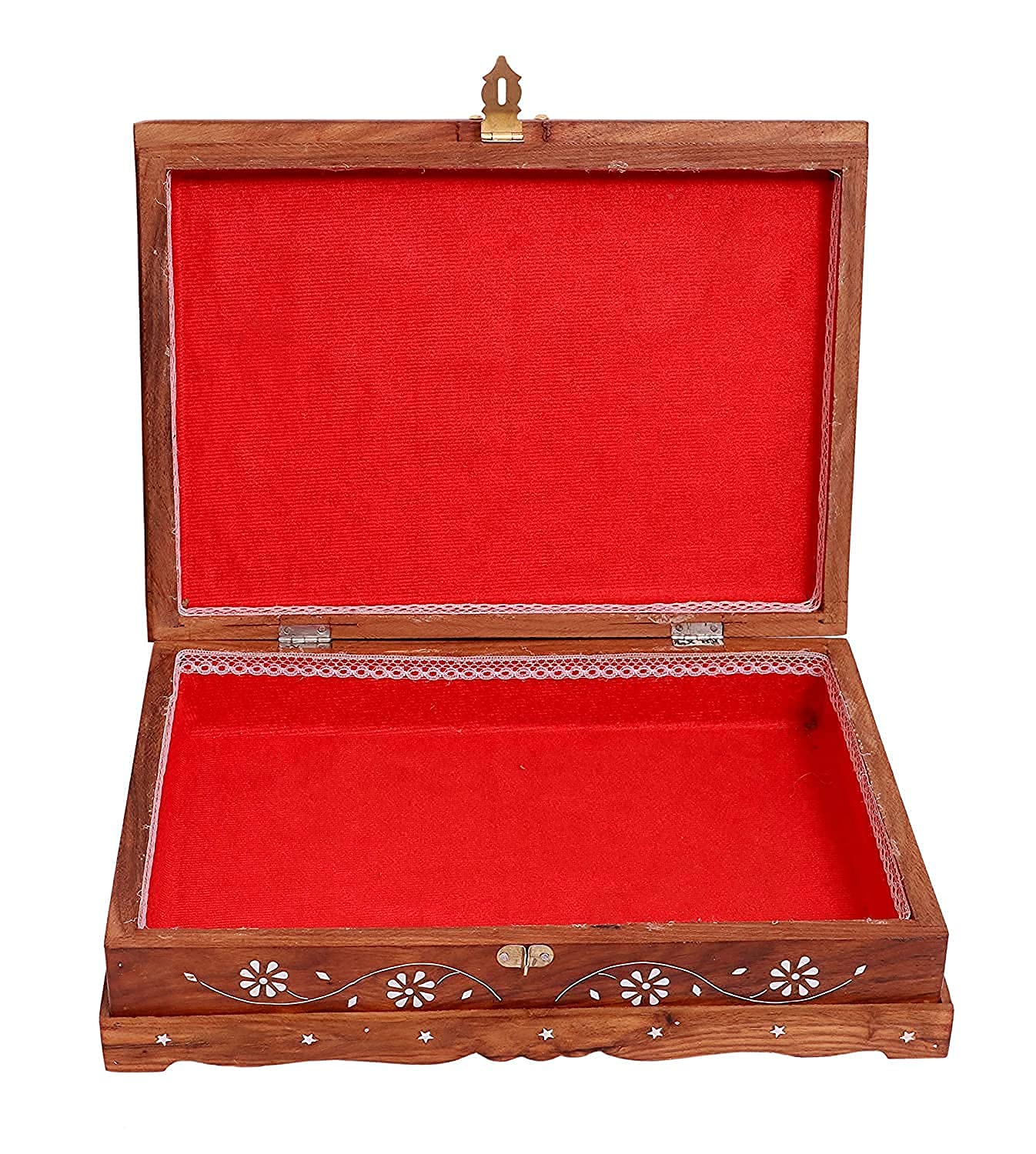 santarms Wooden Quran Box Shareef Box/Geeta Box with Brass Work Holy Book Stand Box for Reading Quran, Geeta, Guru Granth Sahib, Bibil