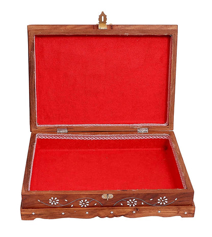 santarms Wooden Quran Box Shareef Box/Geeta Box with Brass Work Holy Book Stand Box for Reading Quran, Geeta, Guru Granth Sahib, Bibil