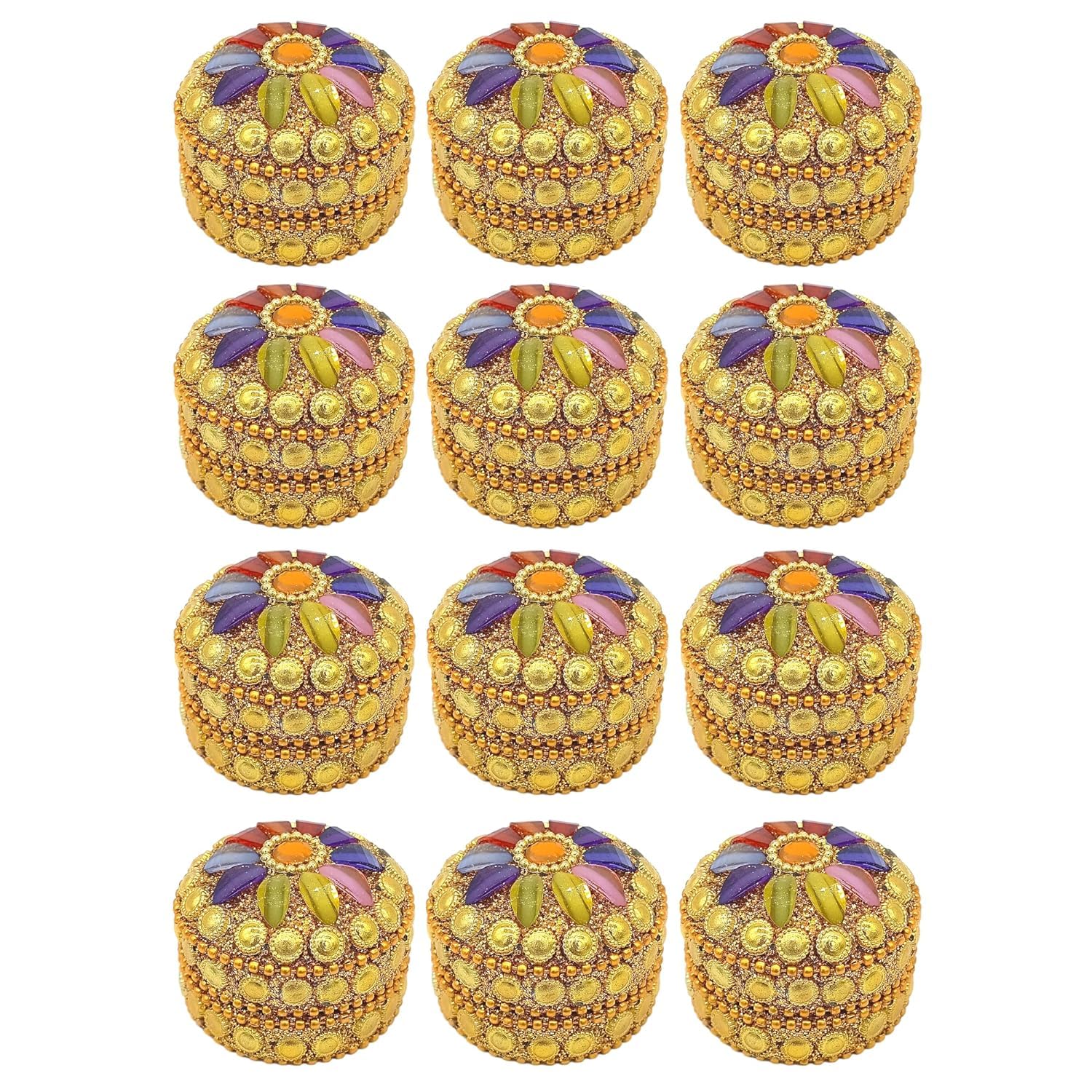 santarms Handmade Golden_Small Kum-Kum Box Handcraft Sindoor Refillable For Married Women Shadi Ka Gift Puja Aluminum Round Kumkum Sindur Shringar Dani Dabbi Beautiful Gifting Moti Dibbi