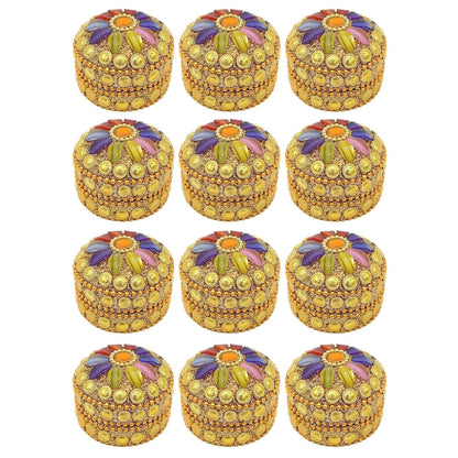 santarms Handmade Golden_Small Kum-Kum Box Handcraft Sindoor Refillable For Married Women Shadi Ka Gift Puja Aluminum Round Kumkum Sindur Shringar Dani Dabbi Beautiful Gifting Moti Dibbi