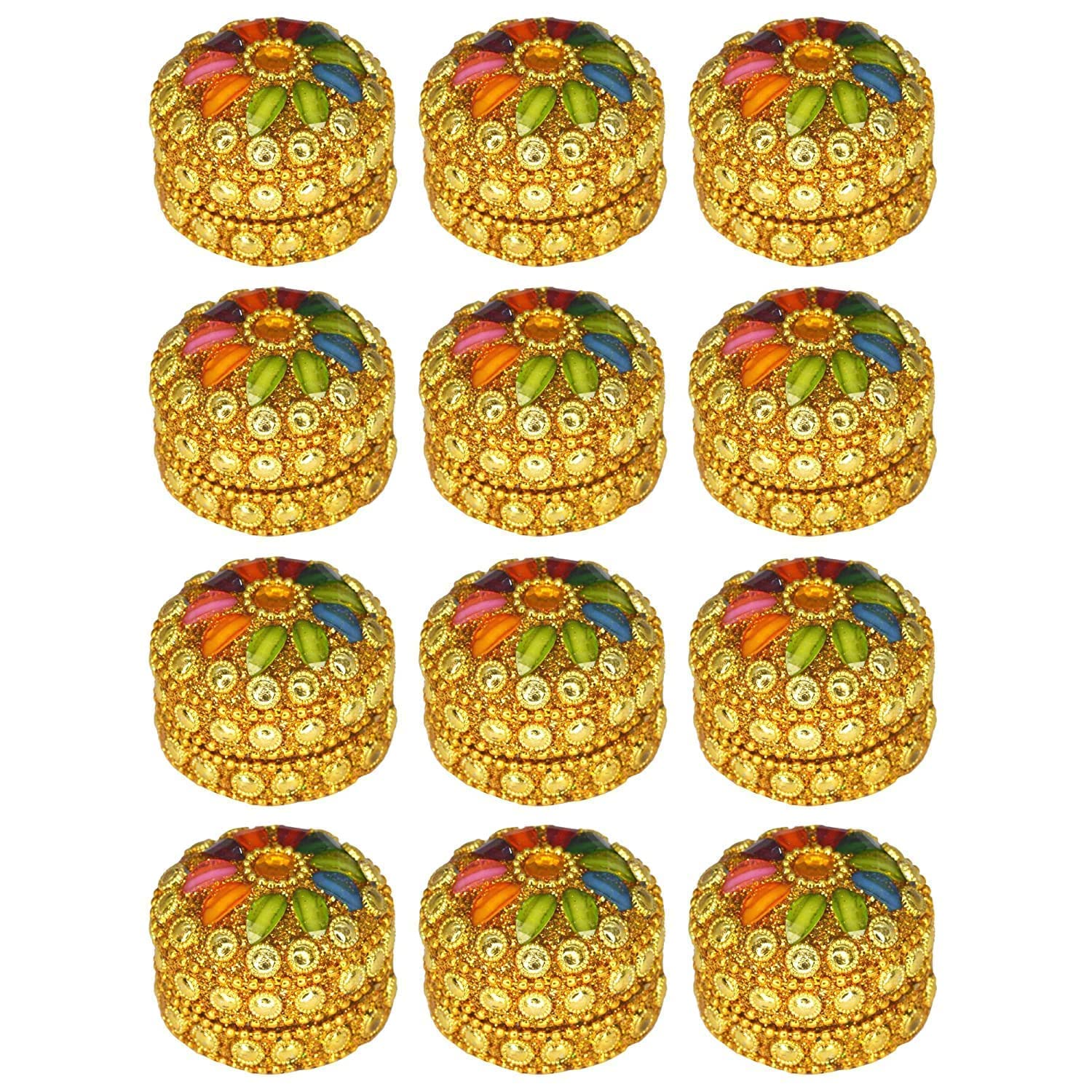 santarms Ramcharitmanas Geeta Press Gorakhpur Book or Ram Charit Manas with Set of 12 Kumkum Boxes/Sindoor Dabbi - Traditional Hindu Religious Book and Decorative Sindoor Containers for Pooja