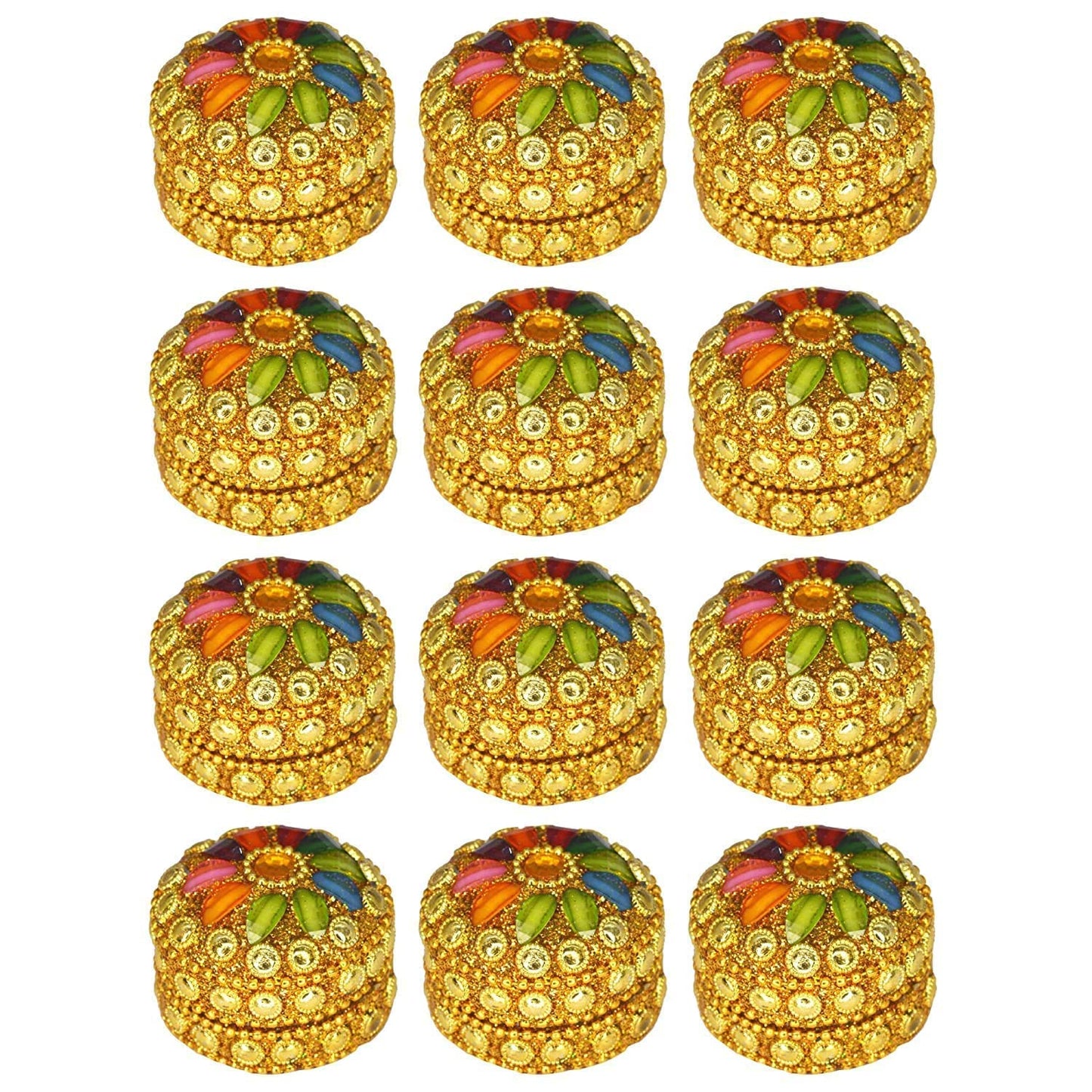 santarms Ramcharitmanas Geeta Press Gorakhpur Book or Ram Charit Manas with Set of 12 Kumkum Boxes/Sindoor Dabbi - Traditional Hindu Religious Book and Decorative Sindoor Containers for Pooja