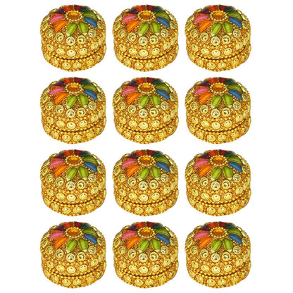 santarms Ramcharitmanas Geeta Press Gorakhpur Book or Ram Charit Manas with Set of 12 Kumkum Boxes/Sindoor Dabbi - Traditional Hindu Religious Book and Decorative Sindoor Containers for Pooja