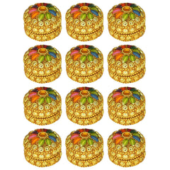 santarms Ramcharitmanas Geeta Press Gorakhpur Book or Ram Charit Manas with Set of 12 Kumkum Boxes/Sindoor Dabbi - Traditional Hindu Religious Book and Decorative Sindoor Containers for Pooja