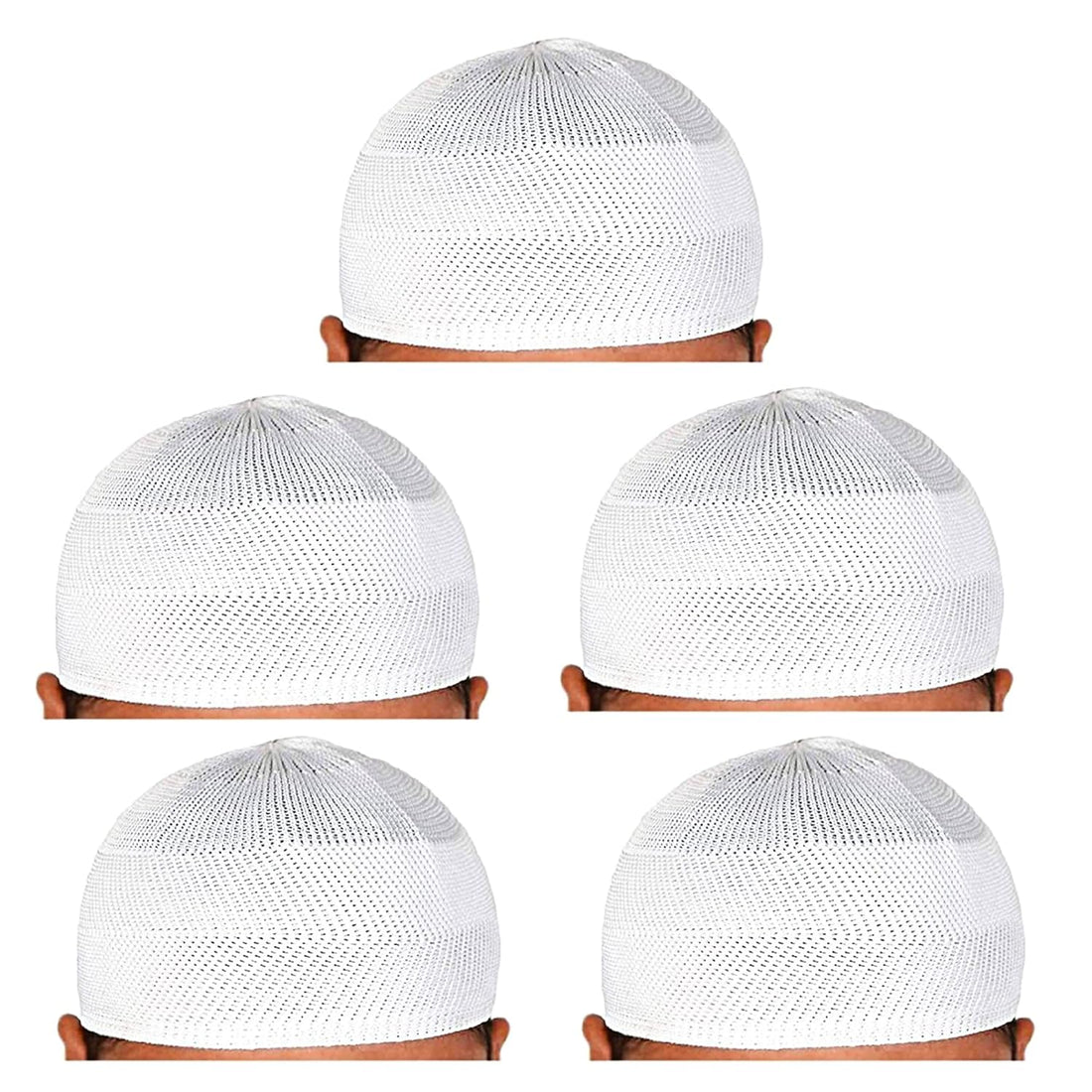 santarms Islamic Prayer Kufi Muslim Cap for Men or boy namaz topi for namaz (5 Cap) White