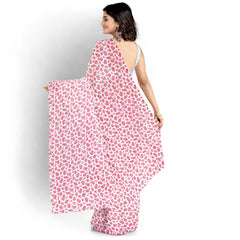 Hira Silk Organza Saree for Women,Printed Shiny Sari with Unstitched Blouse Piece