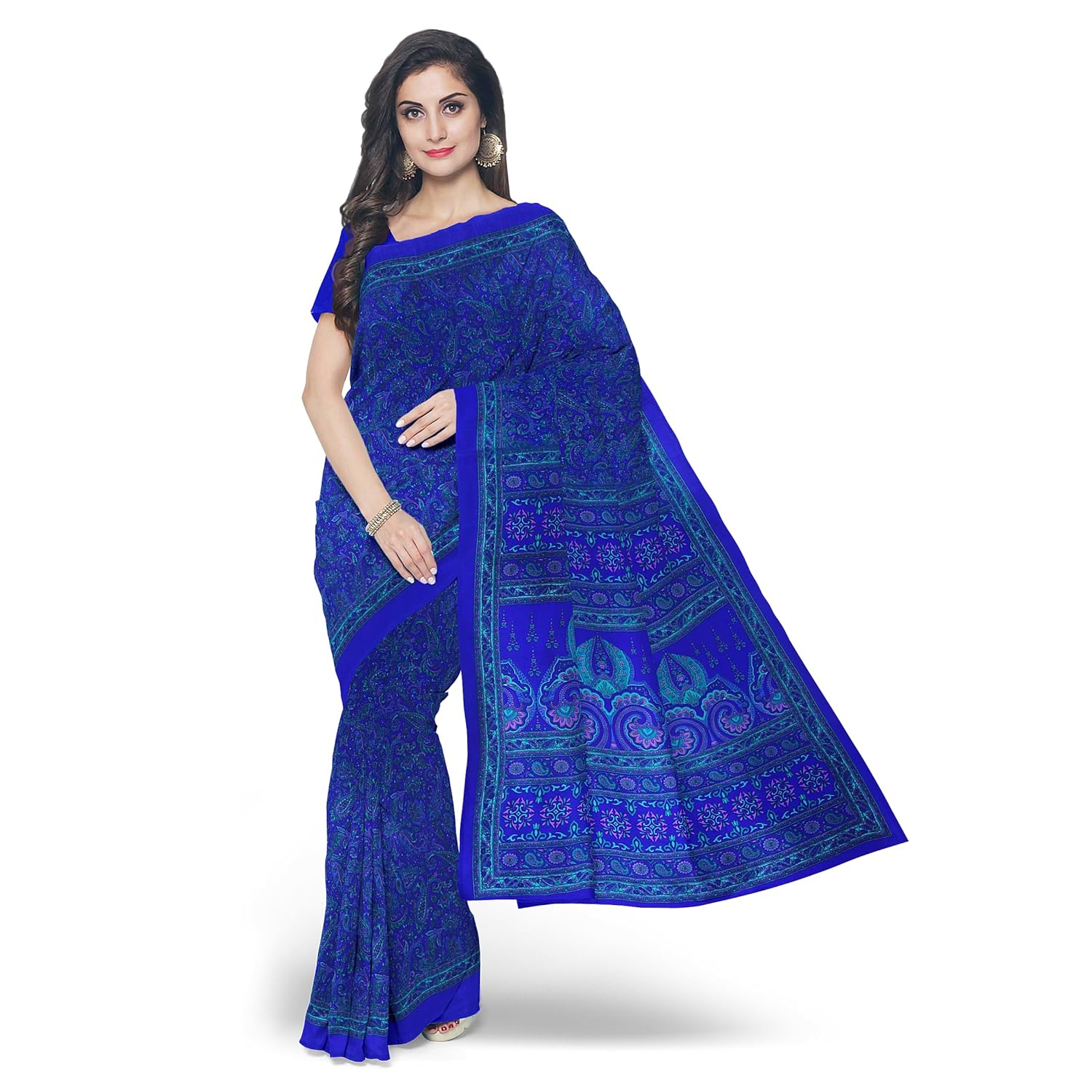 Hira Silk Printed Saree for Women, Air Line Crepe Silk Saree/Sari with Unstitched Blouse Piece