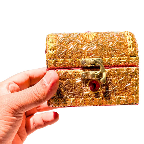 santarms Golden Small Vanity Gift Box – Elegant and Luxurious Box for Jewelry, Watches, Earrings, and Accessories | Perfect for Return Gifts, Weddings, and Special Occasions