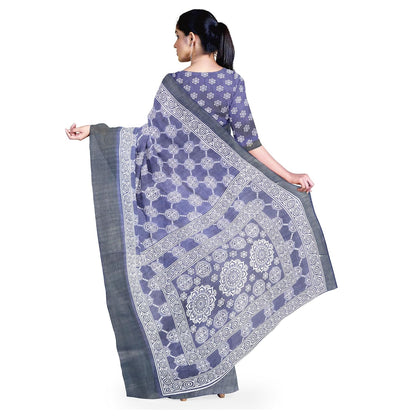 Hira Silk Cotton Saree for Women, Printed Sari with Unstitched Blouse Piece - Pack of 2