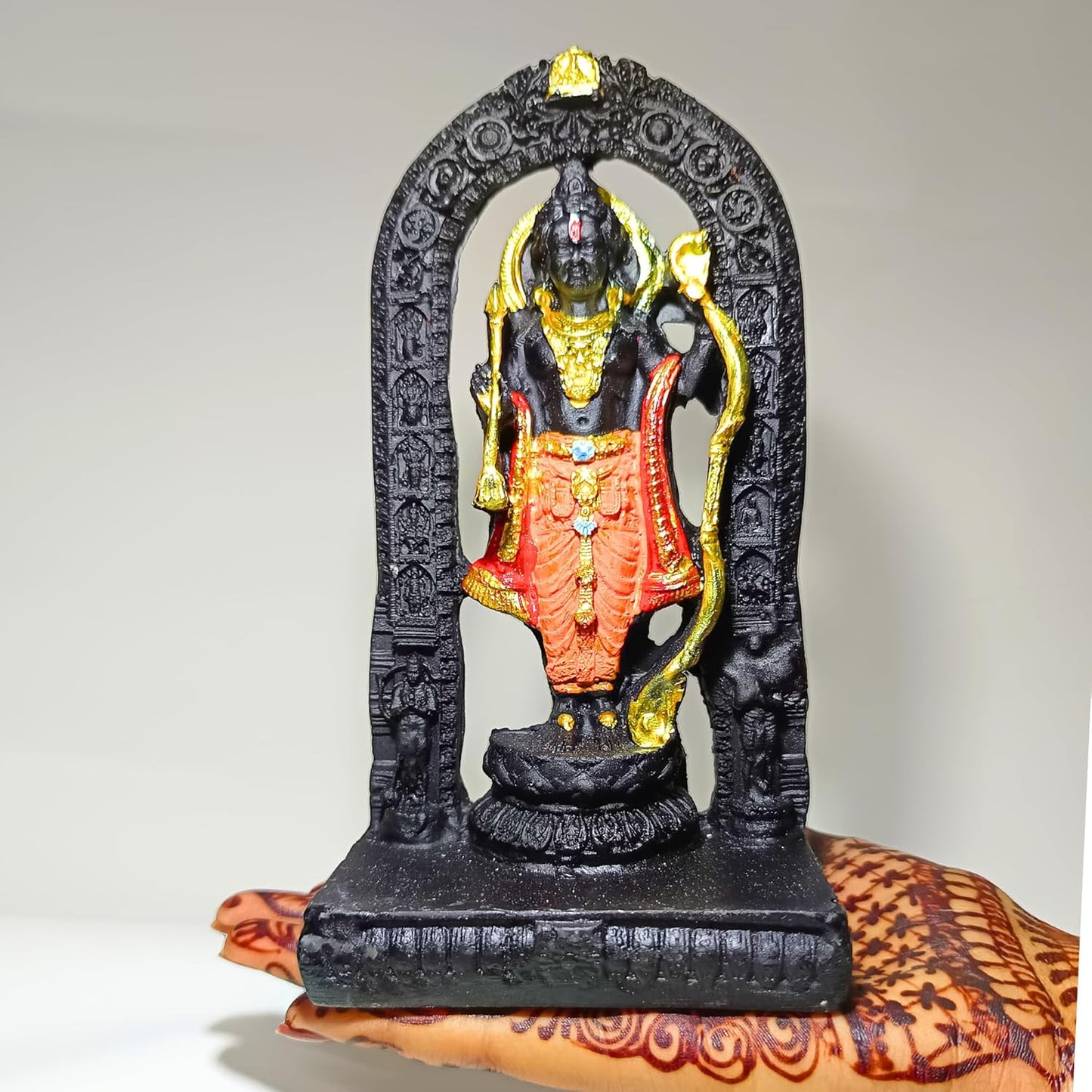 santarms Marble Stone Ram Lala, Lalla Idol 3D Statute for Home Decor, Exact Copy Ram Lala Murti Ayodhya Ram Lala Darbar Mandir Model