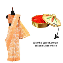 Hira Silk Saree with Unstitched Blouse, Kumkum Box and Sindur for Women