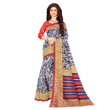 Hira Silk South Cotton Saree with Unstitched Blouse, Kumkum Box and Sindur for Women