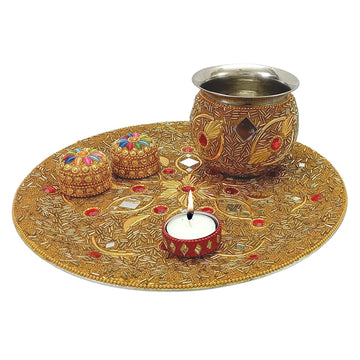 Santarms Chhath Puja Thali Set Puja Thali Items Decorative Thali Set Chhath Pooja Special Wife Wedding Gifts Thali chhat puja Thali Puja Gift Items Worship Articles Puja Thali Puja Articles